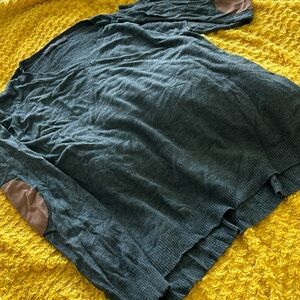 The Limited Smoky Grey V-neck Sweater with Suede on Elbows Size Large